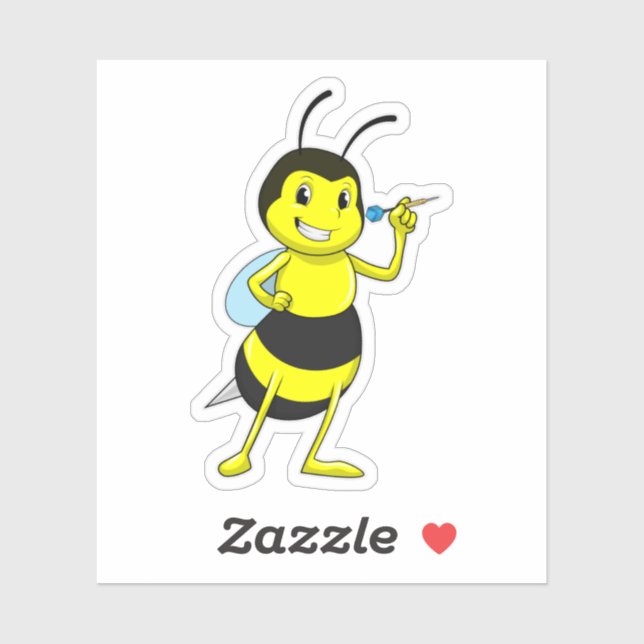 Bee at Darts with Dart Sticker (Sheet)