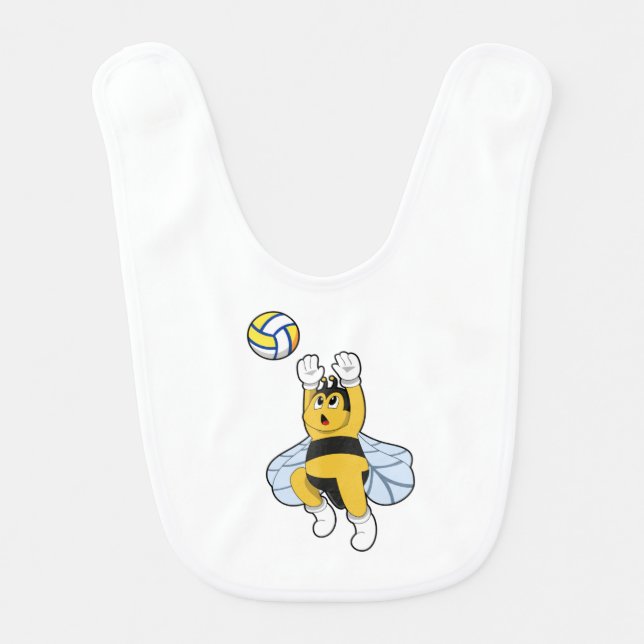 Bee at Volleyball Sports Baby Bib (Front)