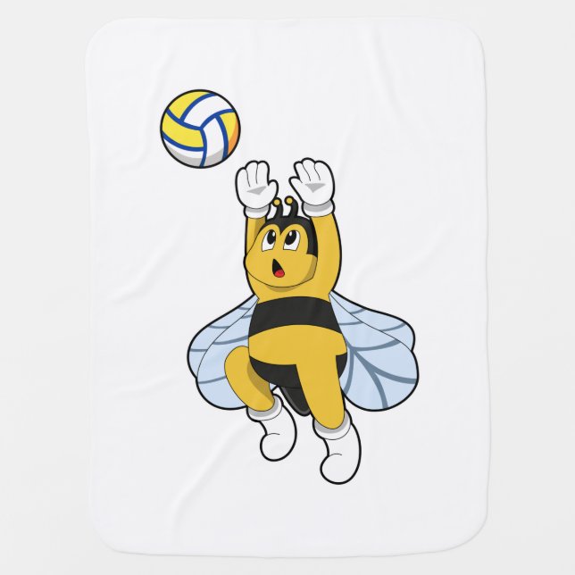Bee at Volleyball Sports Baby Blanket (Front)