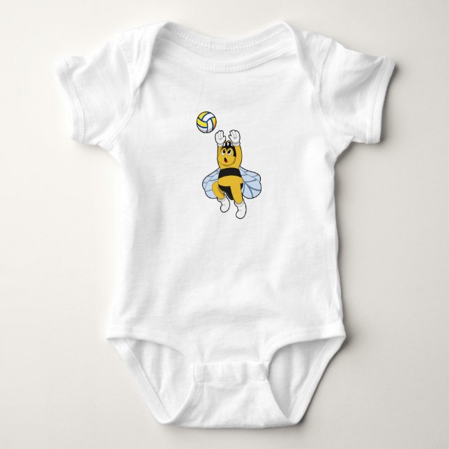 Bee at Volleyball Sports Baby Bodysuit (Front)