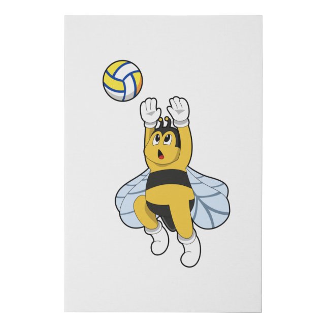 Bee at Volleyball Sports Faux Canvas Print (Front)