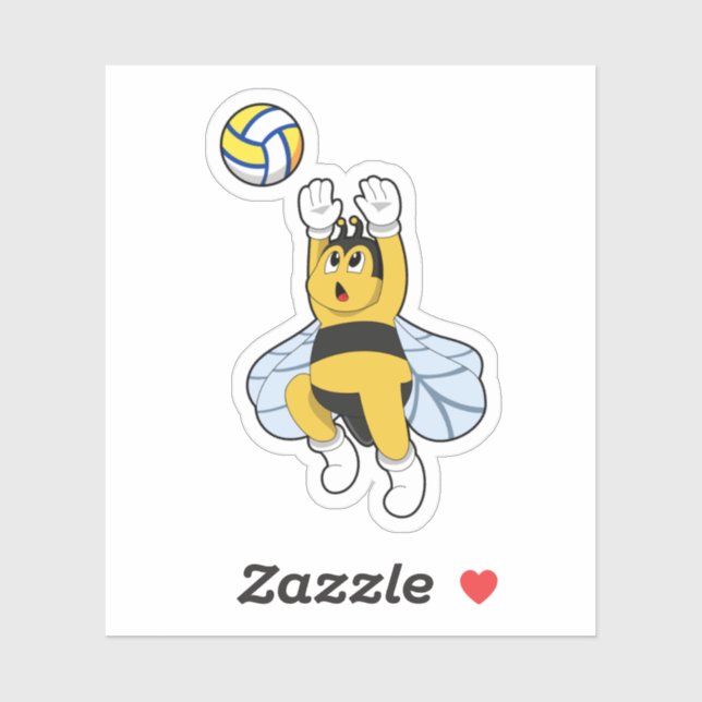 Bee at Volleyball Sports Sticker (Sheet)