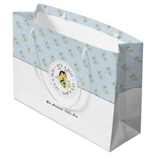 Bee Awesome Baby Boy  Personalized Monogram Large Gift Bag