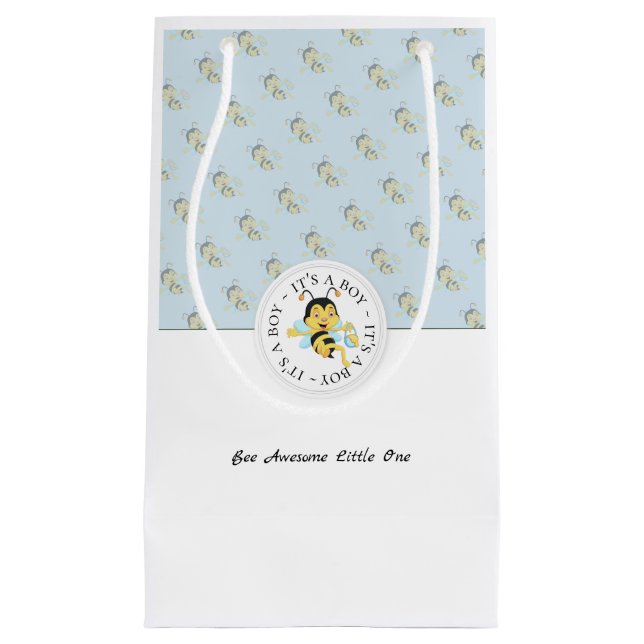 Bee Awesome Baby Boy | Personalized Monogram Small Gift Bag (Front)