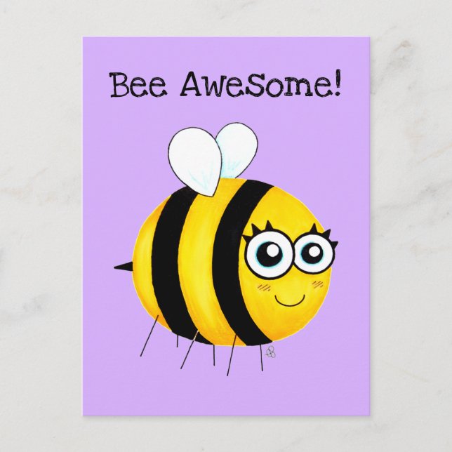 Bee Awesome, Cute Cartoon Bee Postcard (Front)