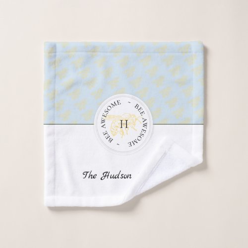 Bee Awesome Golden Bee Personalized Monogram Bath Towel Set