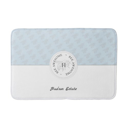 Bee Awesome Silver Bee Personalized Monogram Bath Mat