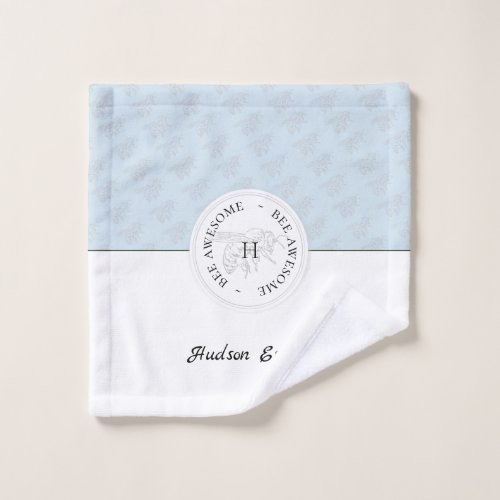 Bee Awesome Silver Bee Personalized Monogram Bath Towel Set