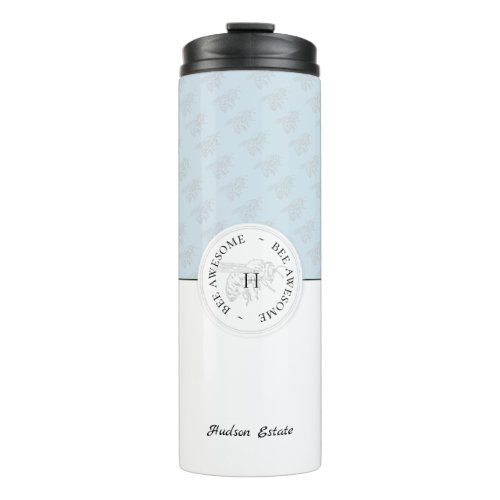 Bee Awesome Silver Bee Personalized Monogram Thermal Tumbler