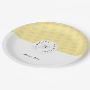 Bee Awesome Silver Honey Bee Personalized Monogram Paper Plates