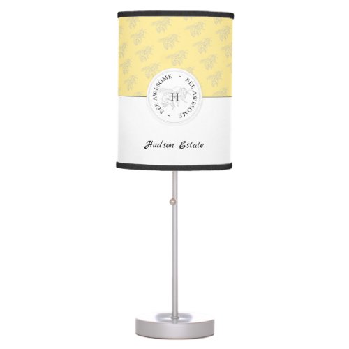 Bee Awesome Silver Honey Bee Personalized Monogram Table Lamp