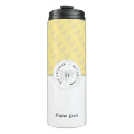 Bee Awesome Silver Honey Bee Personalized Monogram Thermal Tumbler