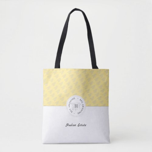 Bee Awesome Silver Honey Bee Personalized Monogram Tote Bag