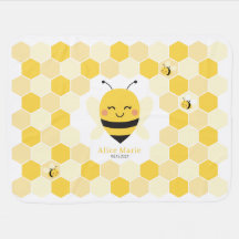Bee Baby Blanket with Honeycomb Design