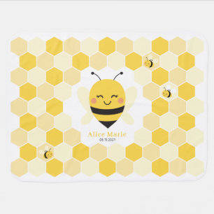 Bee Baby Blanket with Honeycomb Design
