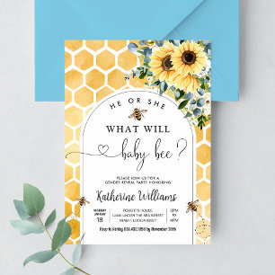 Bee Baby Honey Bee Gender Reveal Invitation