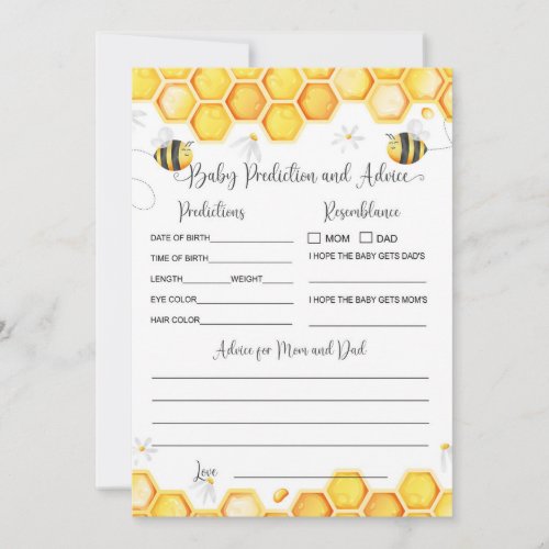 Bee Baby Prediction and Advice Card