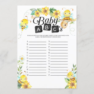 Bee Baby Shower Baby ABC's Game Invitation