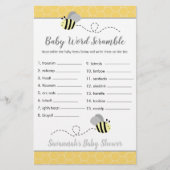 Bee Baby Shower Baby Word Scramble Game (Front)