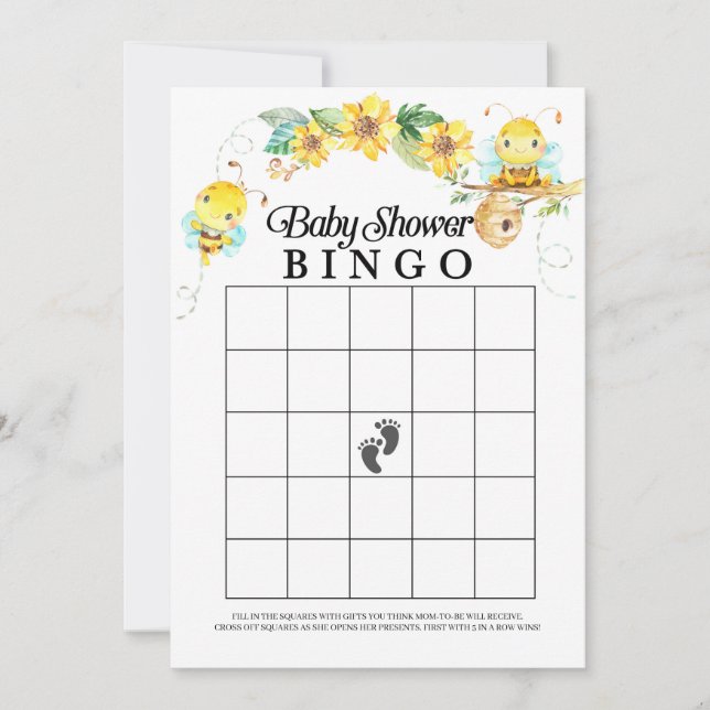 Bee Baby Shower Bingo Game Invitation (Front)