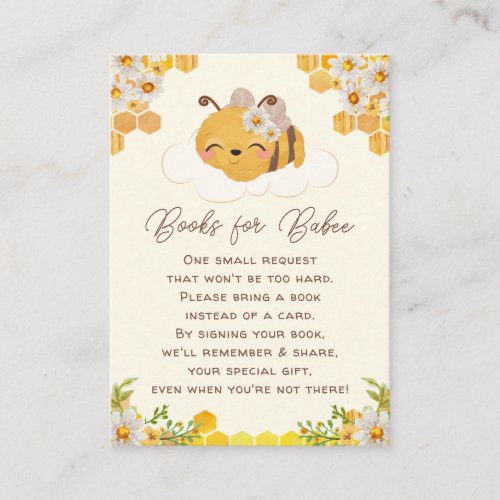 Bee Baby Shower Book Request Honeycombs Floral Enc Enclosure Card