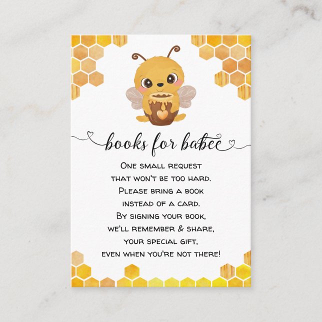 Bee Baby Shower Book Request Honeycombs Neutral Enclosure Card (Front)
