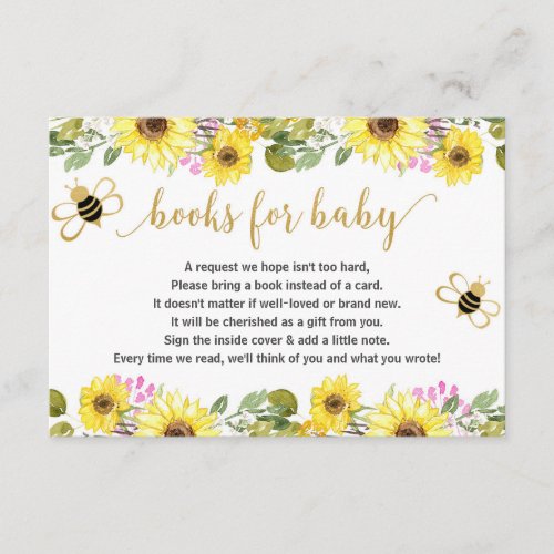 Bee baby shower book request inserts girl baby