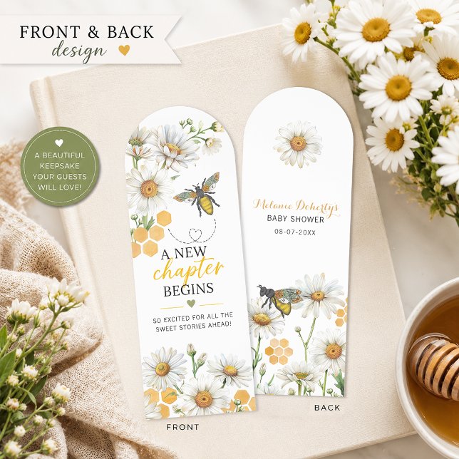 Bee Baby Shower Bookmark Favor | A New Chapter  (Bee Baby Shower Keepsake Favor)