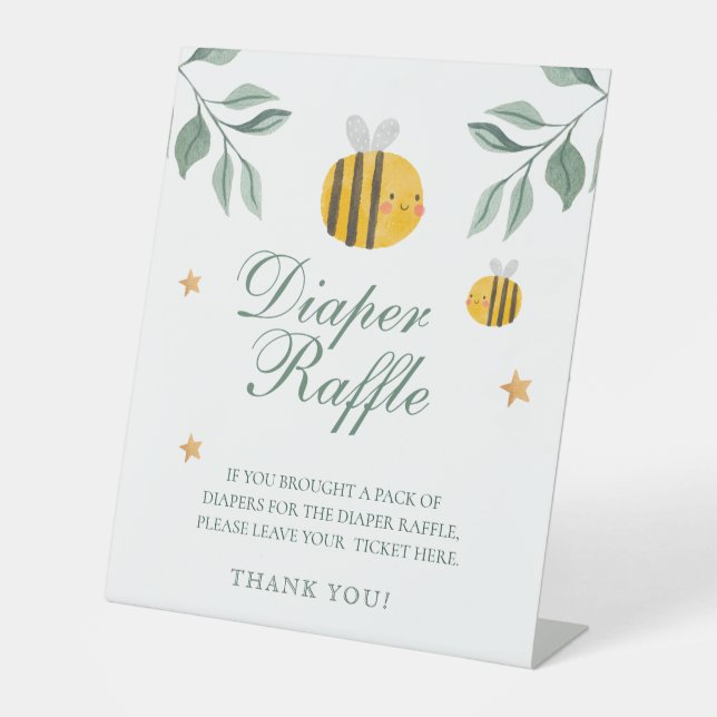Bee baby shower books and gifts  pedestal sign (Front)