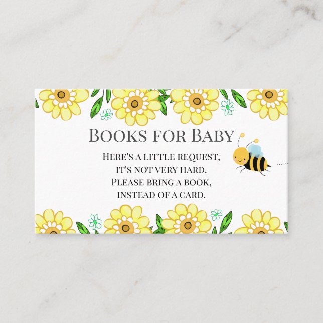 Bee Baby Shower Books for Baby Request Business Ca Card (Front)