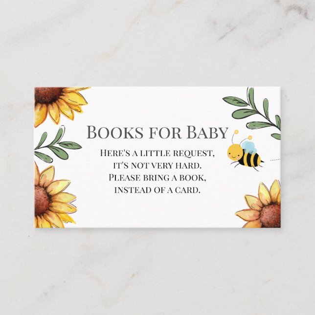 Bee Baby Shower Books for Baby Request Business Card (Front)