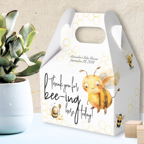 Bee Baby Shower Boy or Girl Typography Thank You Favor Boxes
