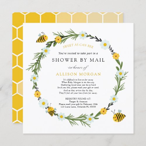 Bee Baby Shower by Mail Invitation