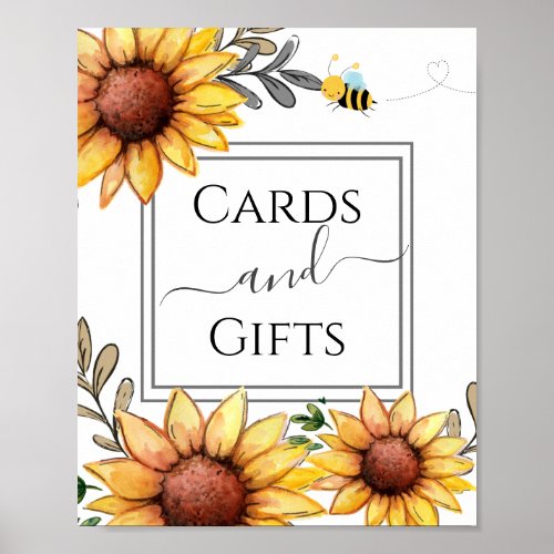 Bee Baby Shower Cards and Gifts Party Sign