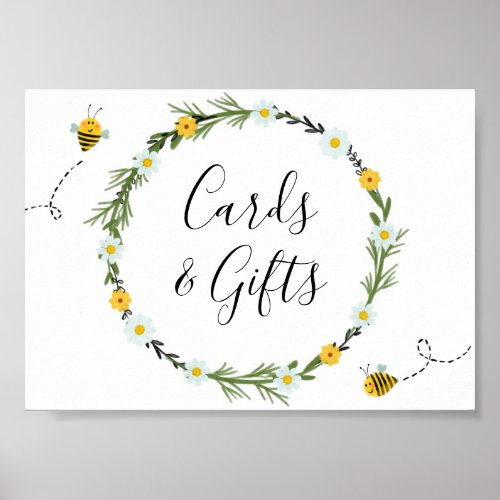 Bee Baby Shower Cards and Gifts Sign