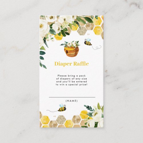 Bee Baby Shower Diaper Raffle Enclosure Card