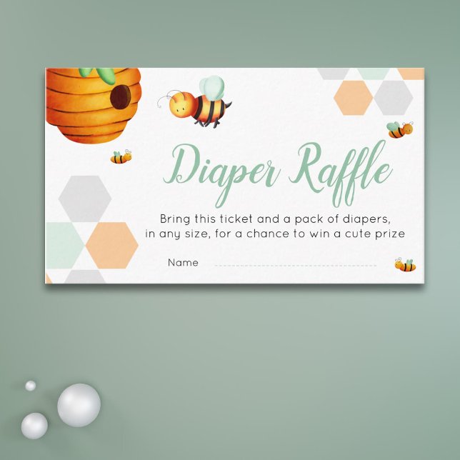 Bee Baby Shower Diaper Raffle Enclosure Card (Creator Uploaded)