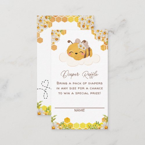 Bee Baby Shower Diaper Raffle Honeycombs Floral Enclosure Card