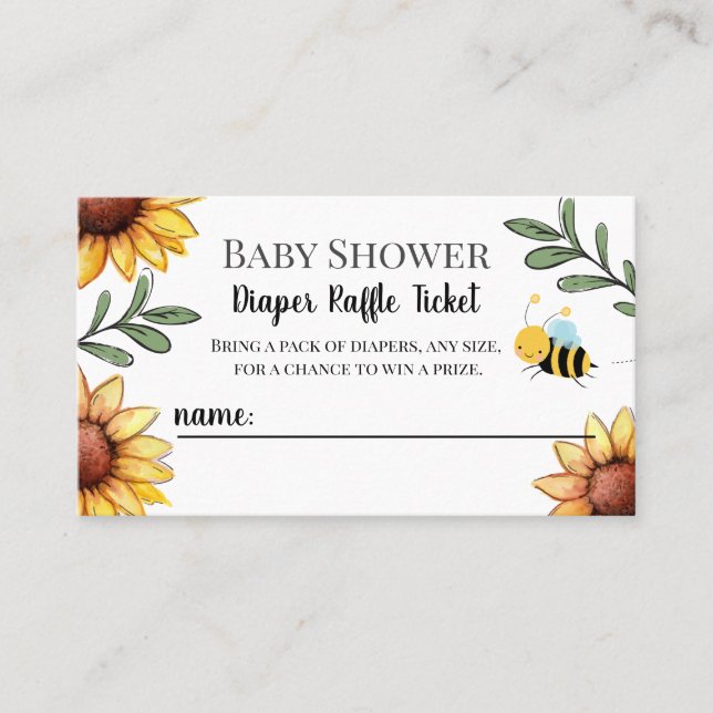 Bee Baby Shower Diaper Raffle Ticket (Front)