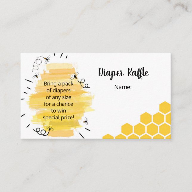 Bee Baby Shower Diaper Raffle Ticket Insert (Front)