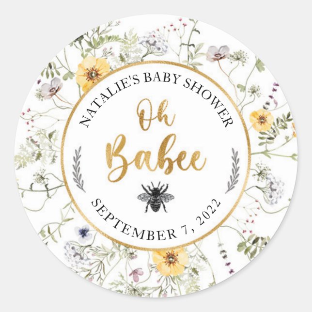 Bee Baby Shower Favor Sticker (Front)
