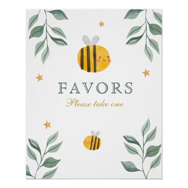 Bee baby shower favors poster (Front)