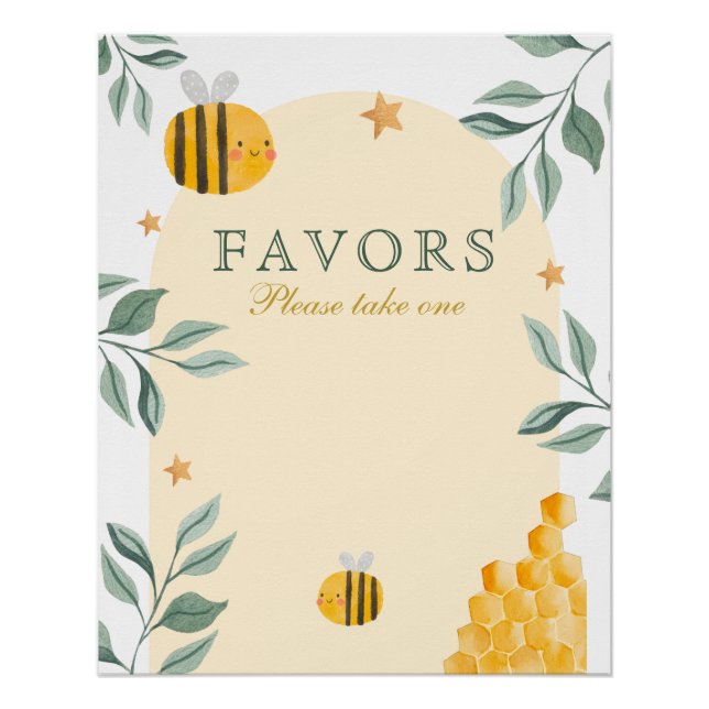 Bee baby shower favors poster (Front)