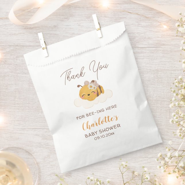 Bee Baby Shower Floral Honeycomb Favor Bag (Clipped)