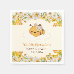 Bee Baby Shower Floral Honeycomb Napkins
