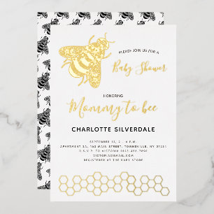 Bee Baby Shower Foil Invitation