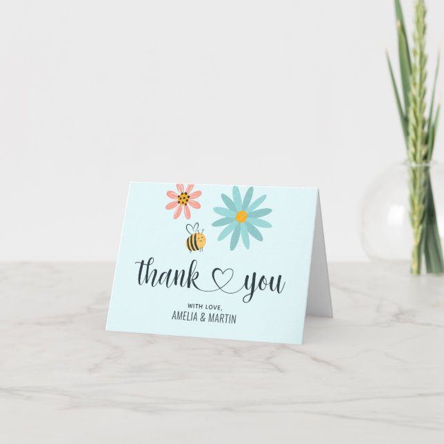 Bee Baby Shower Folded Thank You Cards (Front)
