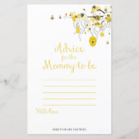 Bee Baby Shower Game - Advice for Mommy Card