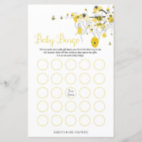 Bee Baby Shower Game - Baby Bingo