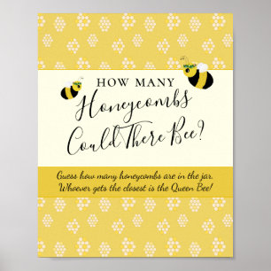 Bee Baby Shower Game Guess How Many Honeycombs Poster